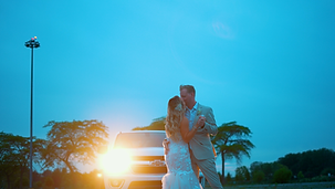 Bride and groom dance at magic hour at venue in Detroit, Michigan.