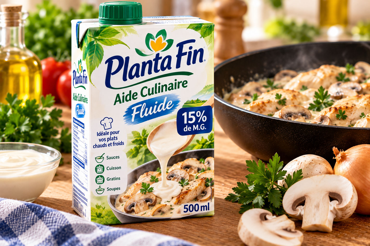 Aide Culinaire Fluide 15% de M.G PLANTA FIN - 500 ml