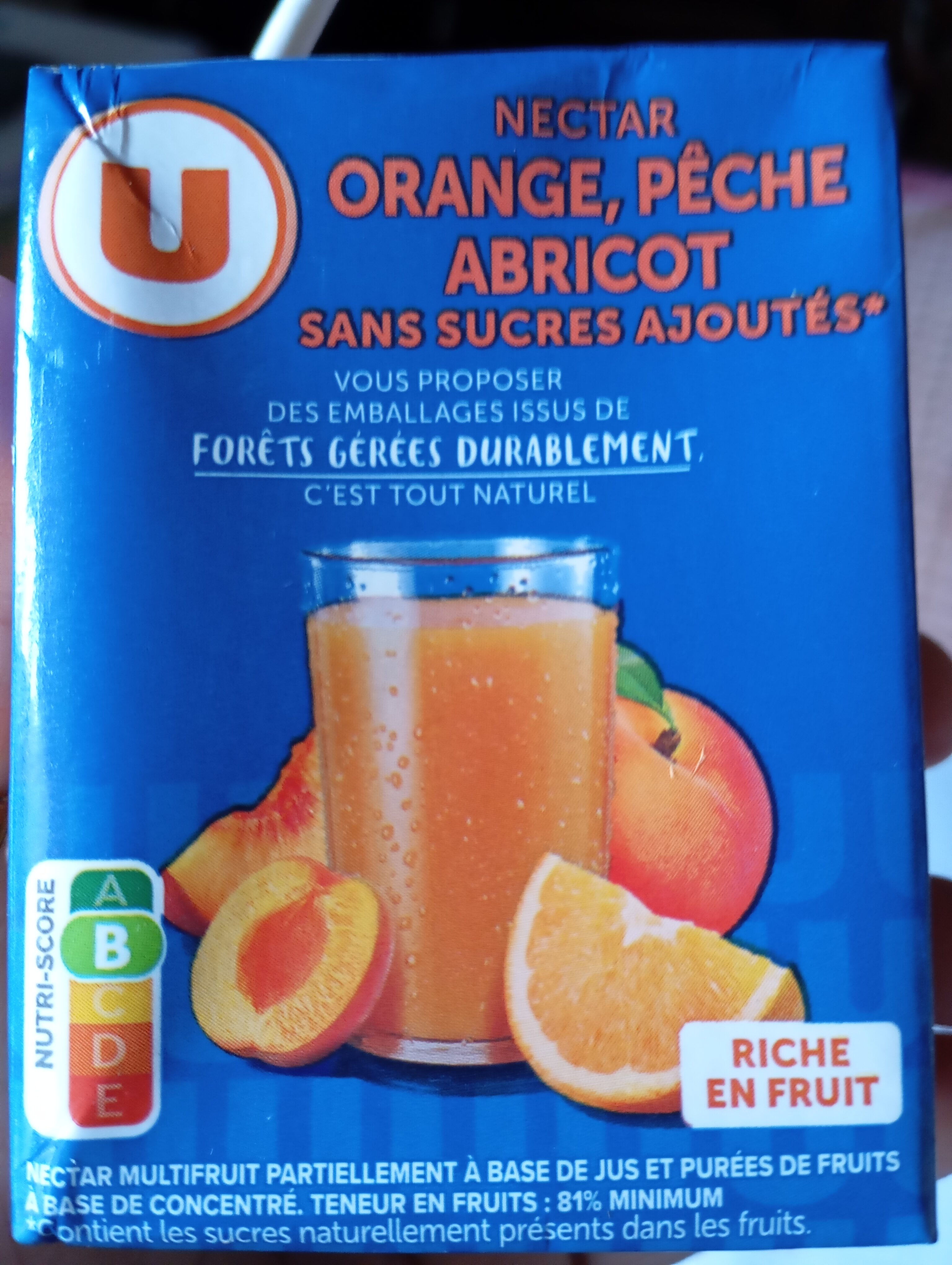 Nectar, Orange, Pêche, Abricot sans sucres ajoutés – 20cl