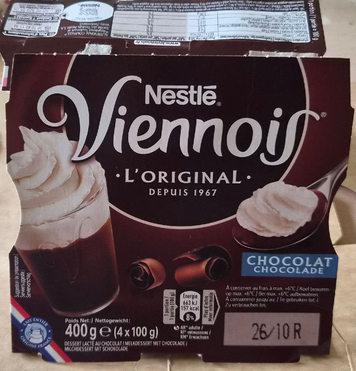 Viennois L'original chocolat 4 x 100 g – 400 g