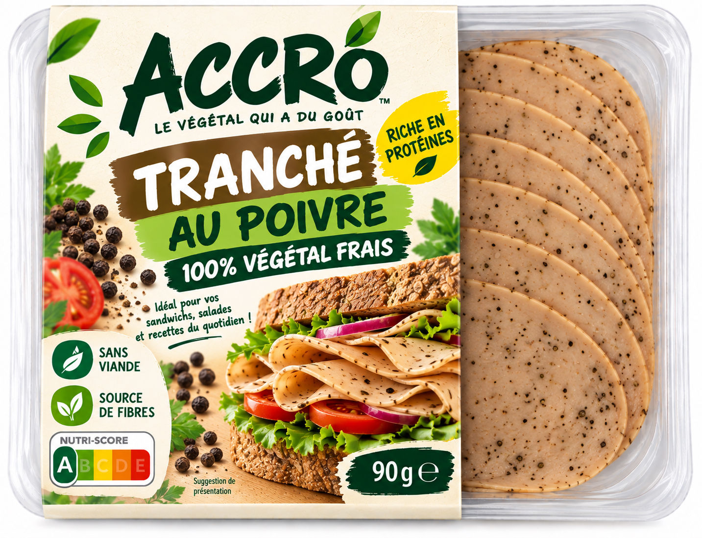 Tranché au Poivre 100% Végétal Frais ACCRO - 90 g