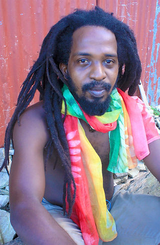 Red gold and green cotton scarf on Rasta