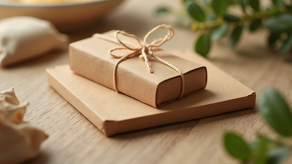 Close-up of eco-friendly packaging design with natural textures