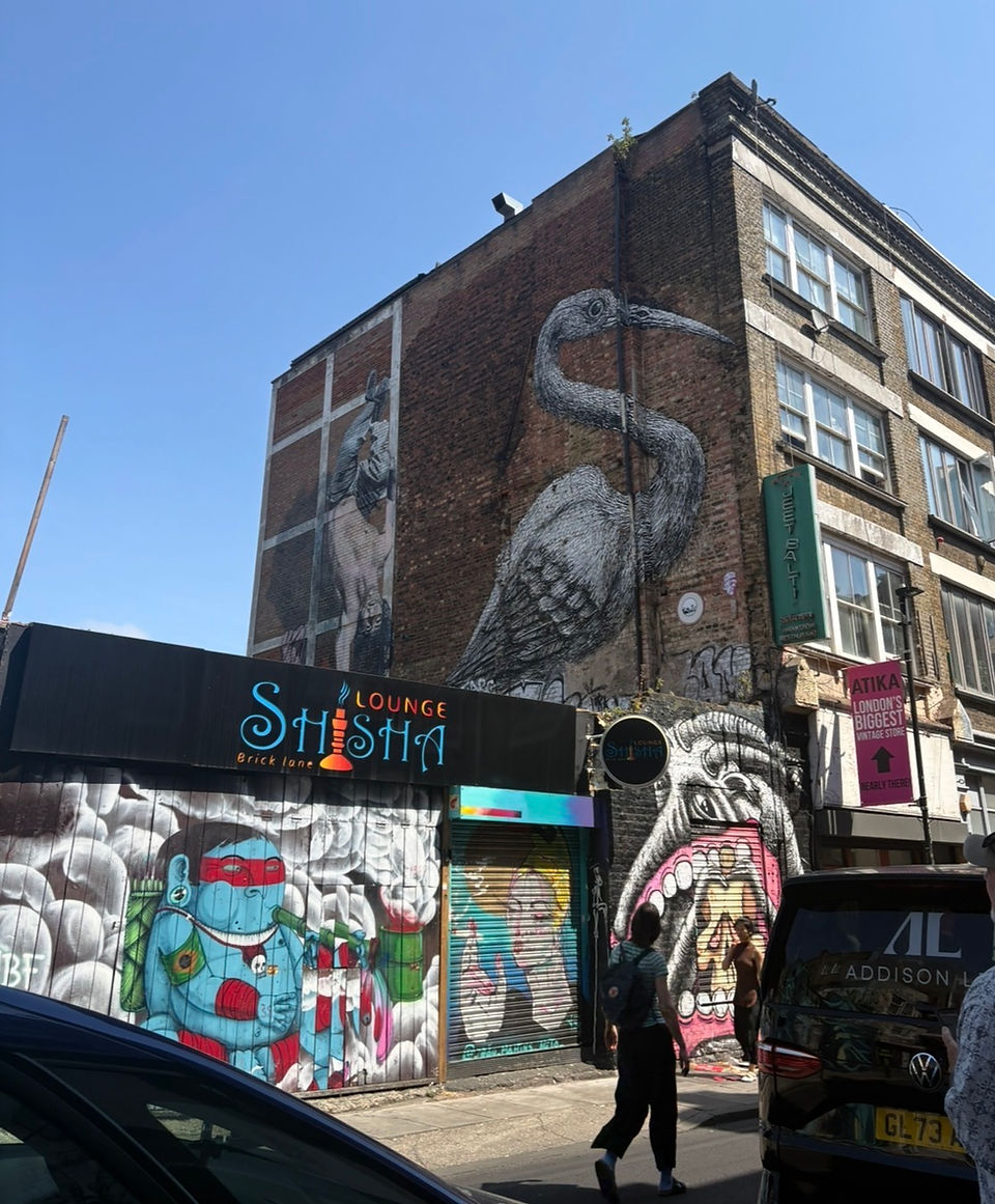 Here is a very very famous piece of art from Banksy! Very cool to see in person.