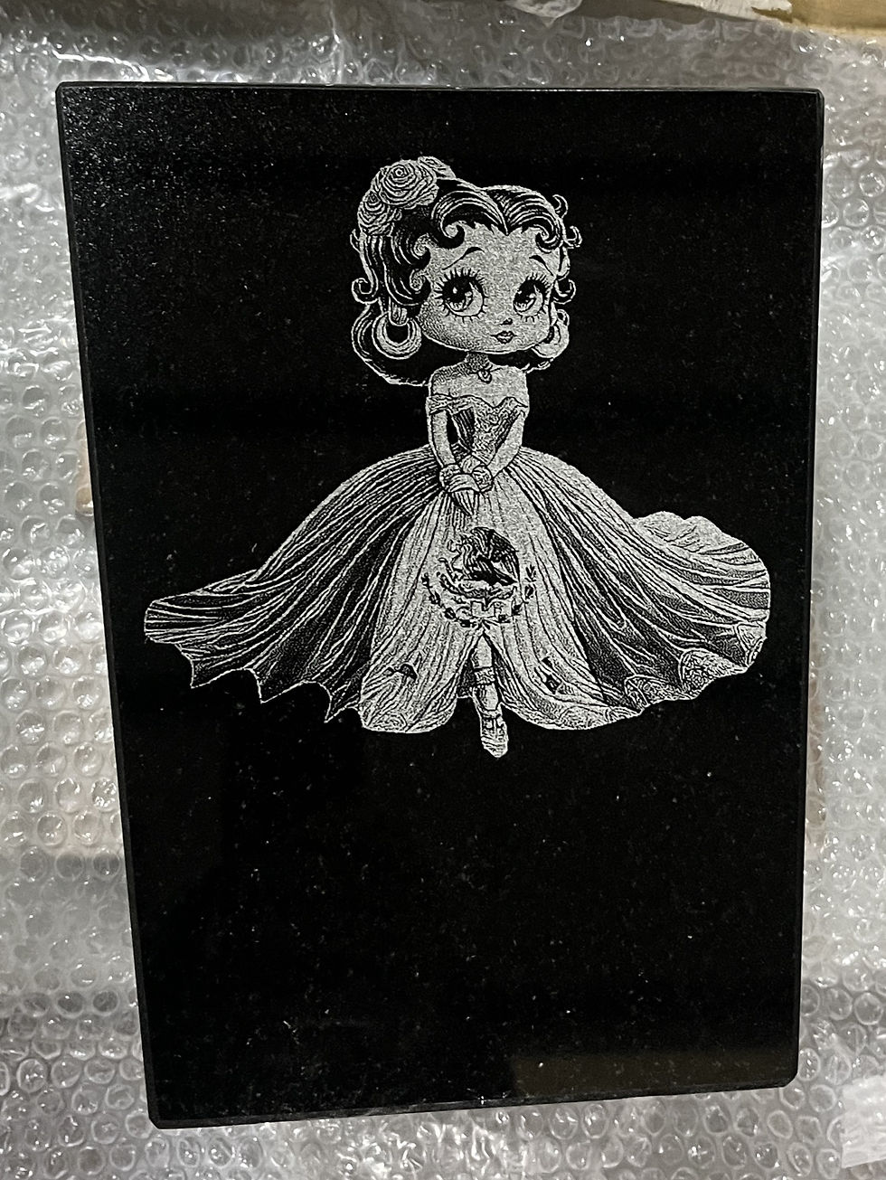 Thumbnail: Etched Jet Black 8"x6"x10" w/ Portrait & Lettering