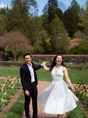 bride and groom dancing in the garden