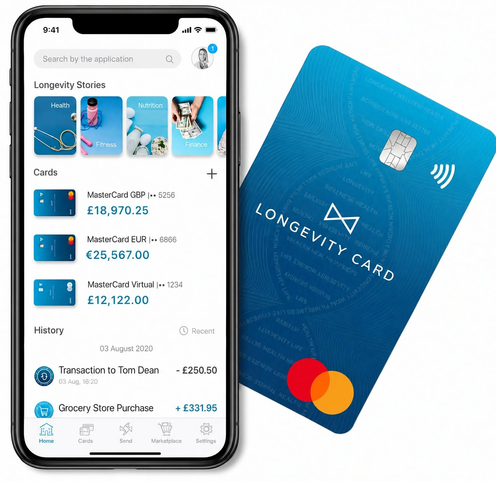 Longevity Club app and Longevity Banking Card