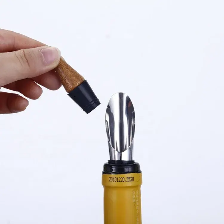 Miniature : Accessoires de vin luxe en bambou, ensemble tire-bouchon avec 4 pièces