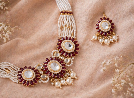 Pearl Blossom Kundan Necklace Set
