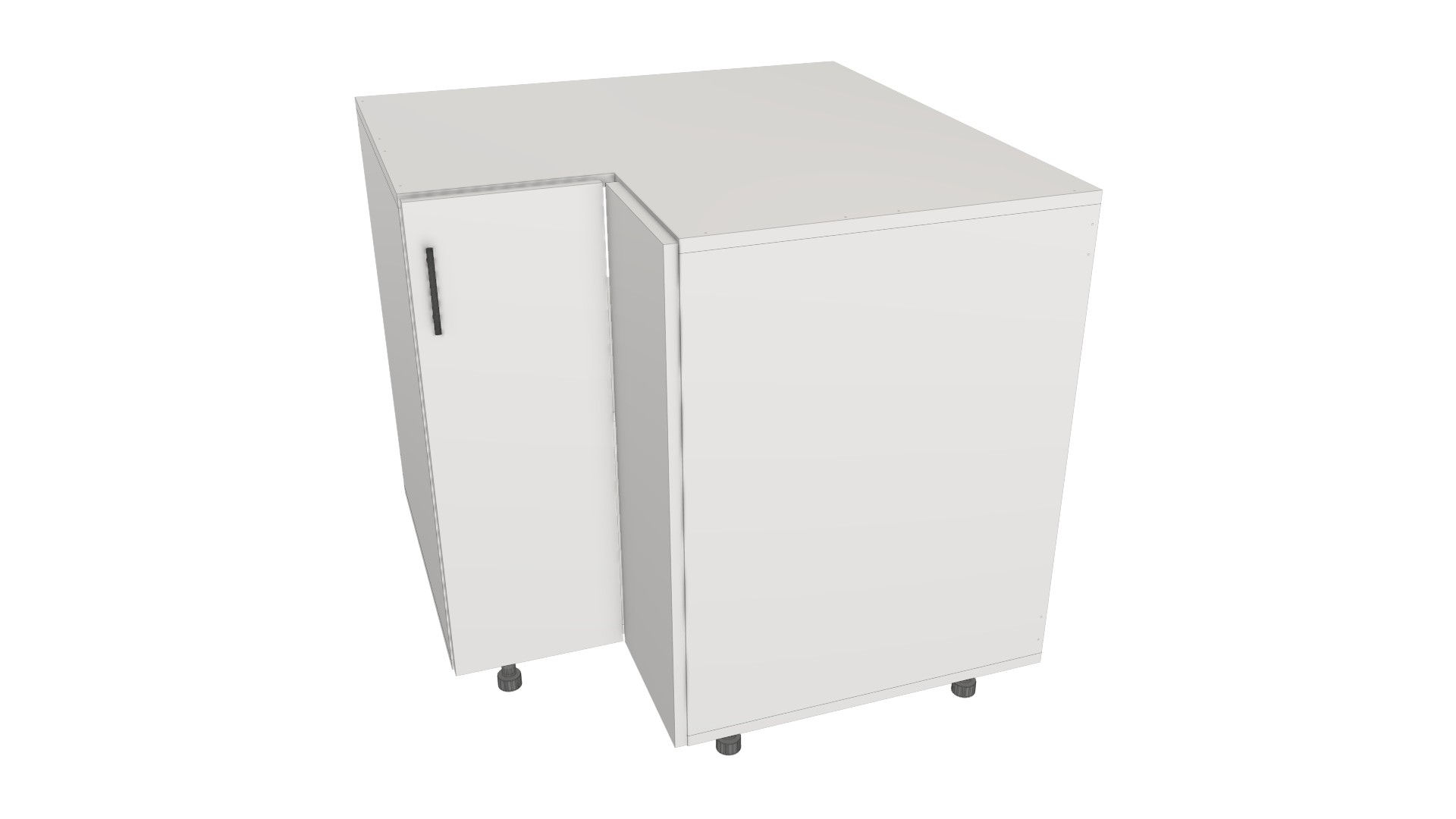 36x36" L-Shape Corner Cabinet - High Gloss White - Flat Door