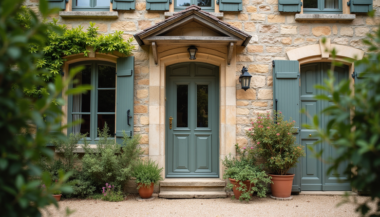 Vue rapprochée d'une maison ancienne typique à Chartres avec façade en pierre