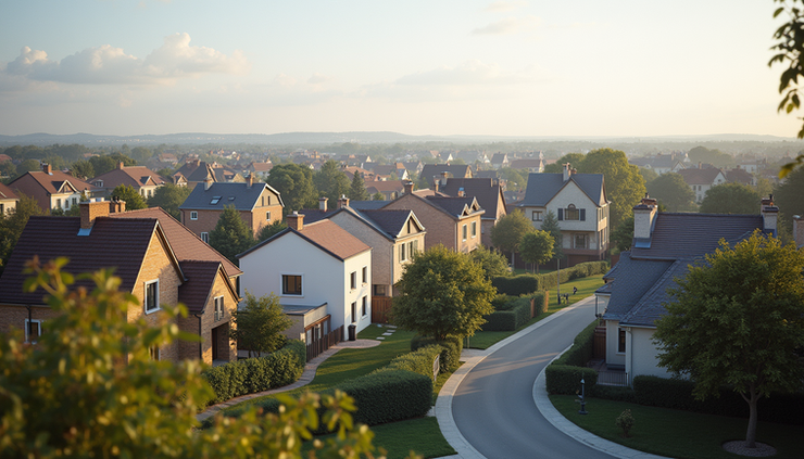 Vue panoramique d’un quartier résidentiel à Chartres avec des maisons rénovées