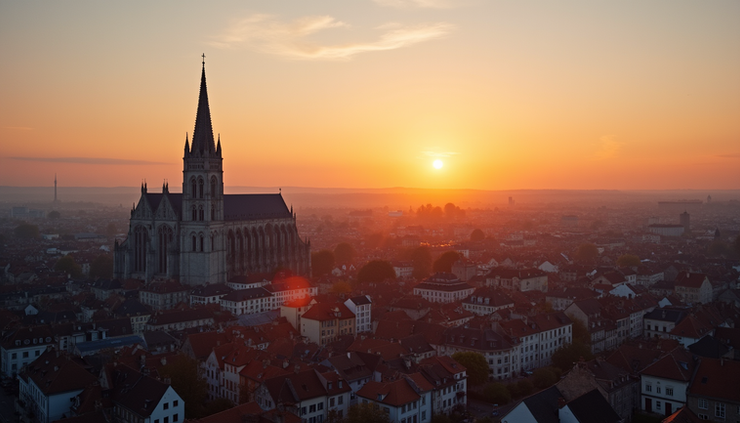 Vue panoramique de Chartres avec la cathédrale en arrière-plan