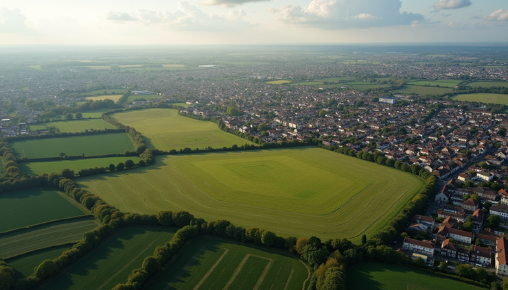 Vue aérienne de Chartres et ses environs avec zones d'intervention mises en évidence