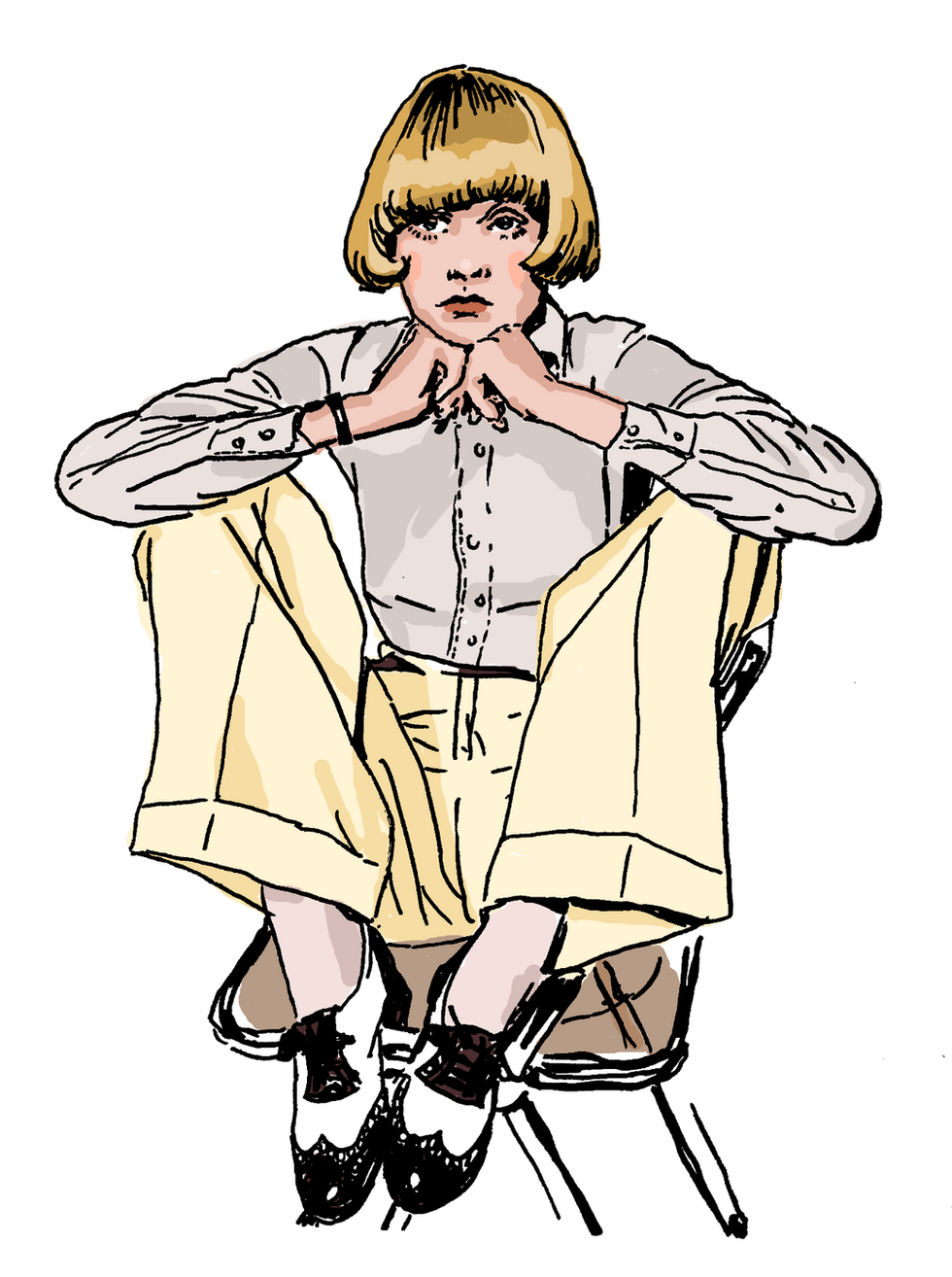 Illustration réalisée par Judith Prigent représentant une femme sur un tabouret.