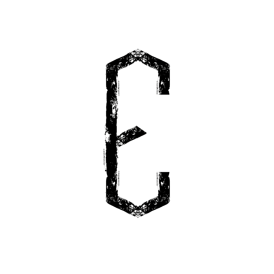 Lettre "E" dessinée dans la typographie Arboris