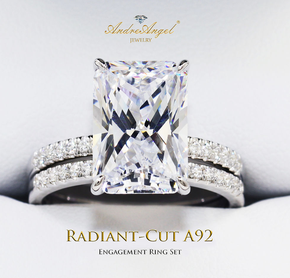 Thumbnail: 𝑨𝒏𝒅𝒓𝒆𝑨𝒏𝒈𝒆𝒍® Radiant-Cut Engagement Ring Set Silver 925 Cubic Zirconia