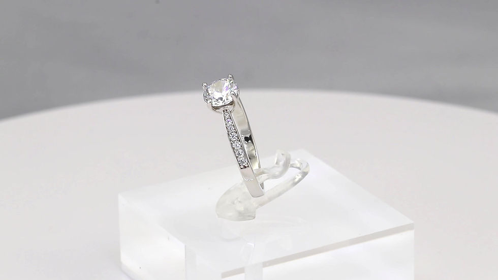 Thumbnail: 𝑨𝒏𝒅𝒓𝒆𝑨𝒏𝒈𝒆𝒍® Round-Cut Promise Ring Silver 925 Cubic Zirconia 5