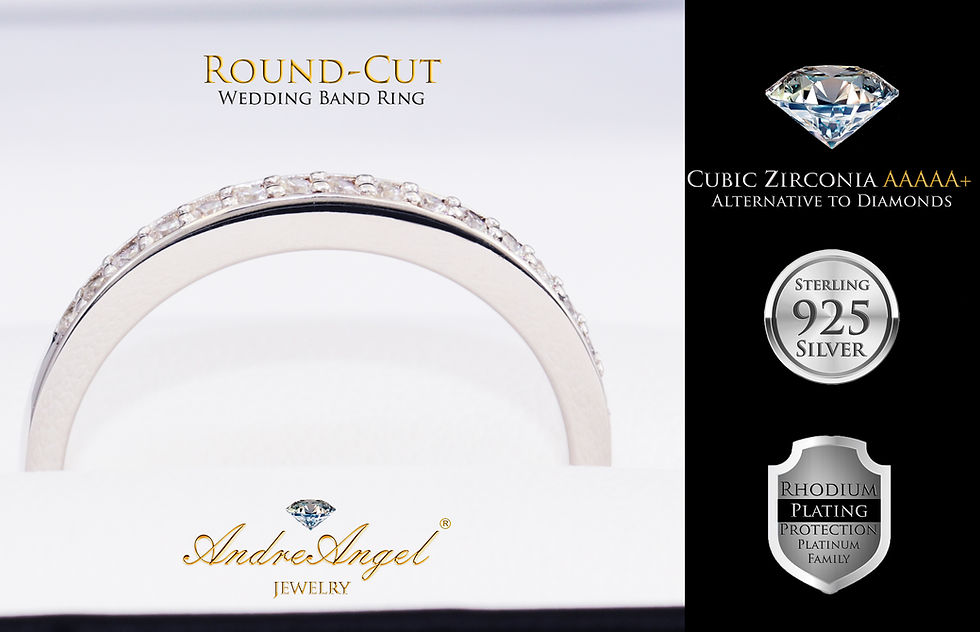 Thumbnail: Wedding Band Ring 𝑨𝒏𝒅𝒓𝒆𝑨𝒏𝒈𝒆𝒍®  Silver 925 Cubic Zirconia Stones 5A+