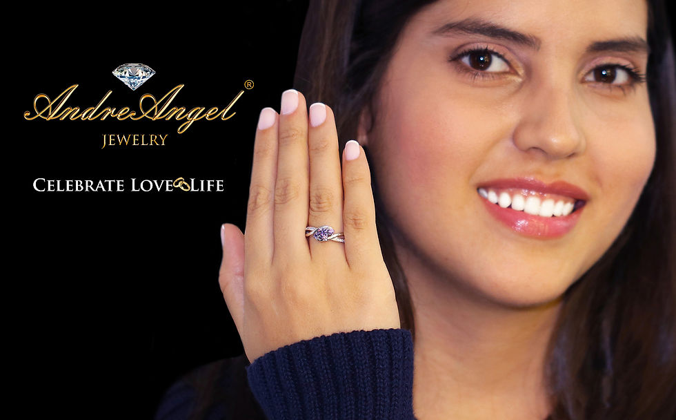 Thumbnail: Engagement Ring 𝑨𝒏𝒅𝒓𝒆𝑨𝒏𝒈𝒆𝒍® Silver 925 Natural Amethyst Stones
