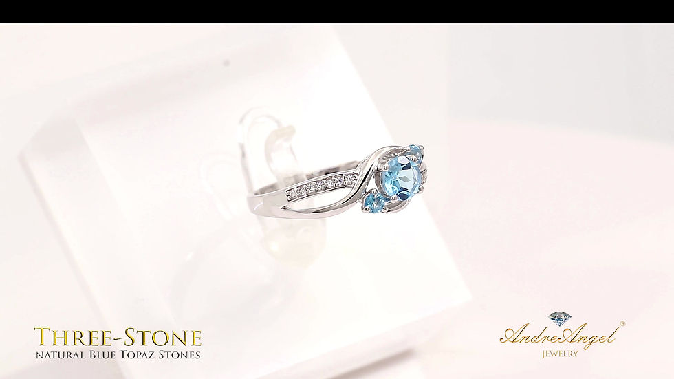 Thumbnail: Engagement Ring 𝑨𝒏𝒅𝒓𝒆𝑨𝒏𝒈𝒆𝒍® Sterling Silver 925 Natural Blue Topaz