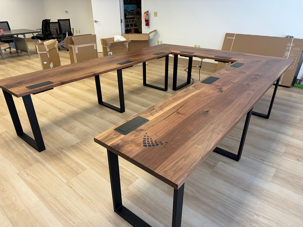 Thumbnail: U conference table walnut with metal u legs