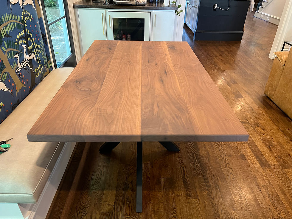 Thumbnail: Handcrafted Walnut Dining Table – Striking Steel Spider Base, Modern Design