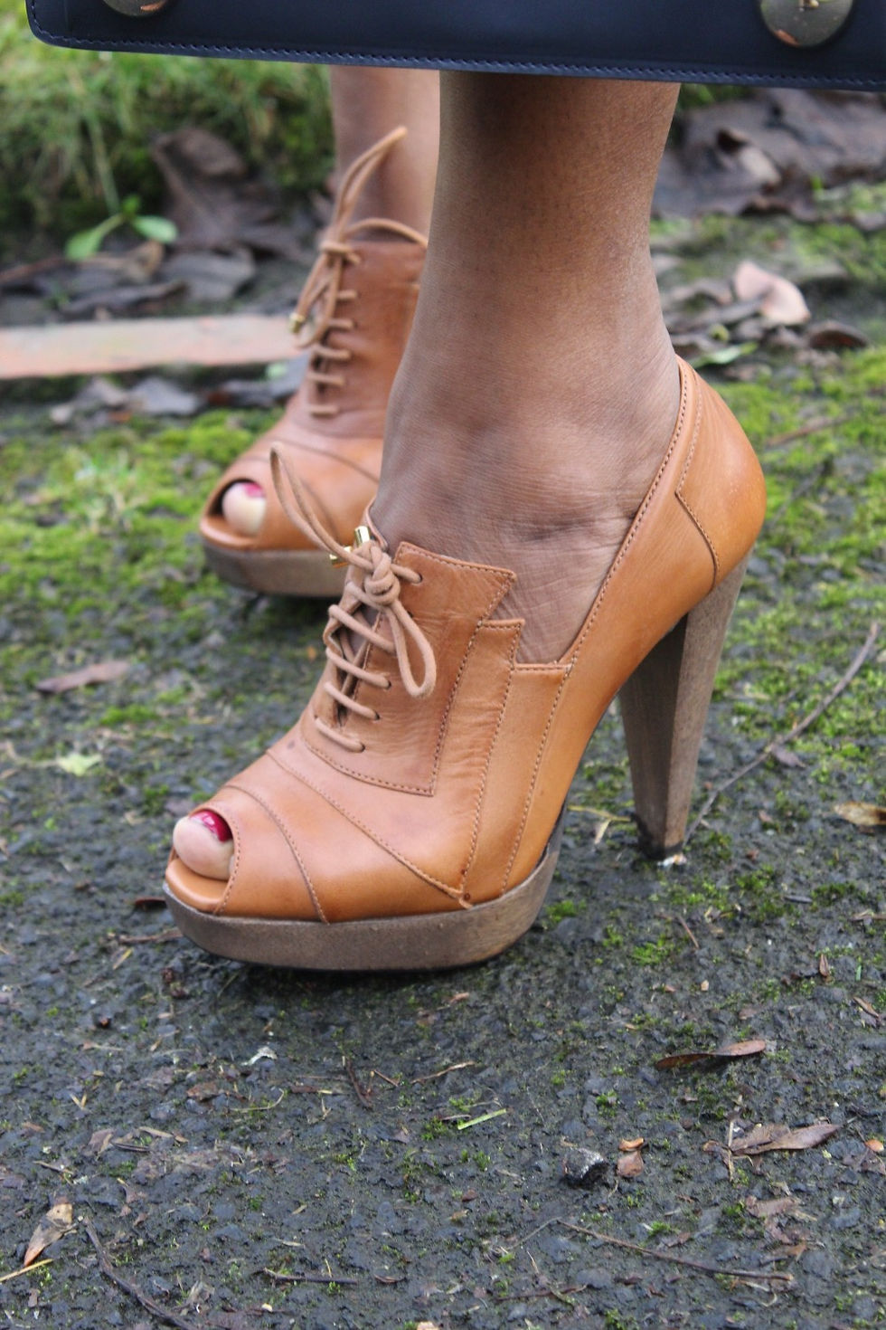 Lady wearing tan boots