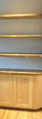 custom curved cabinets & floating shelves