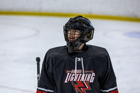Youth hockey goalie on the ice