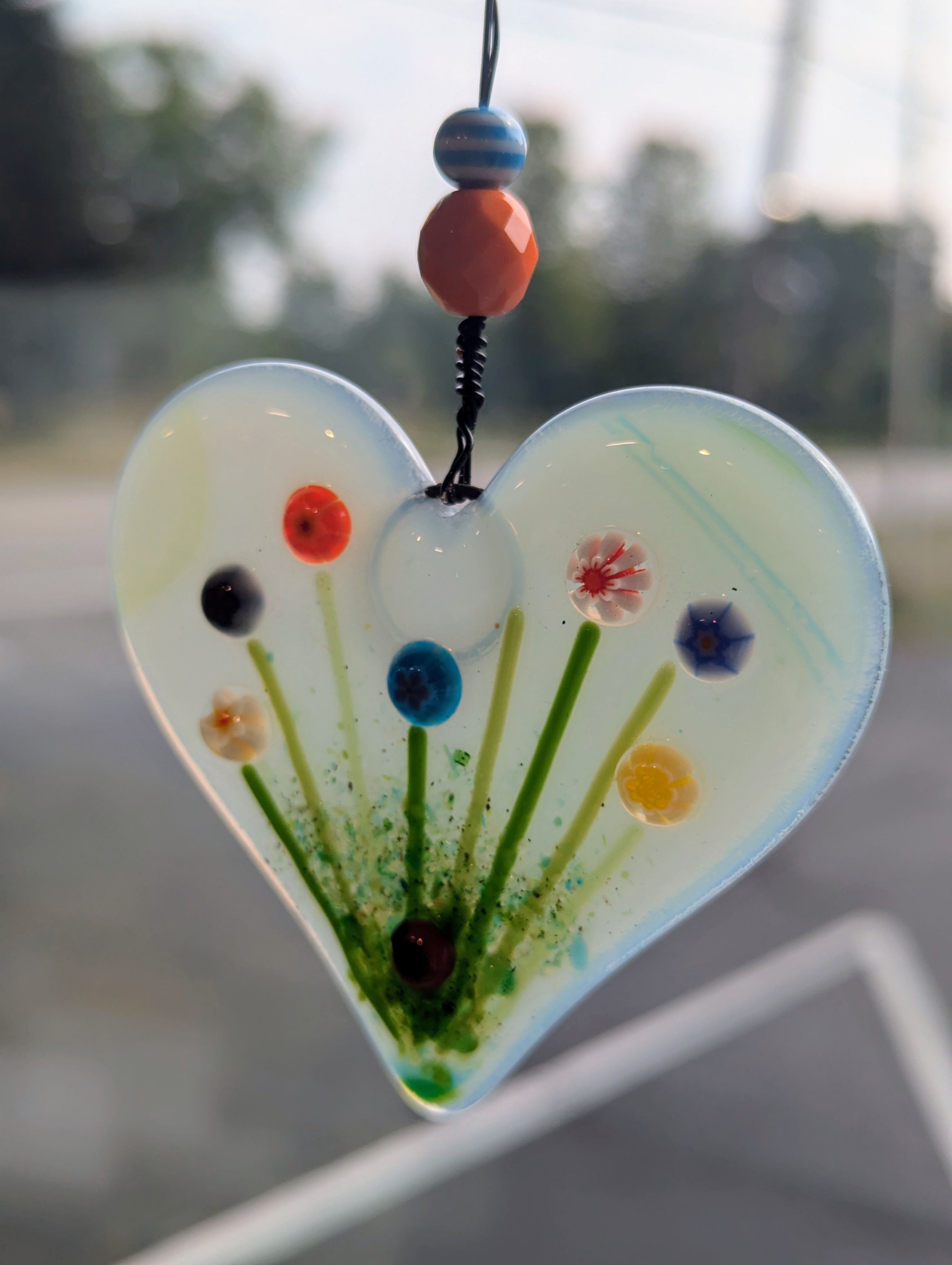 Bouquet from the Heart Glass Suncatcher