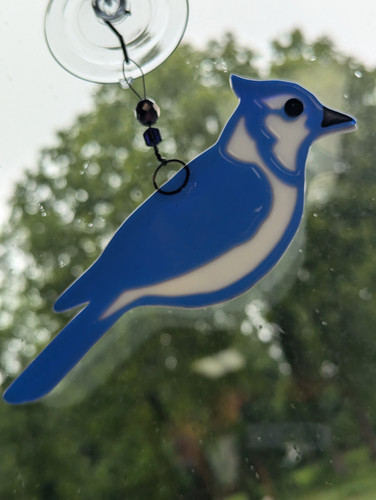 Blue Jay Glass Suncatcher | Copper Moon Studio