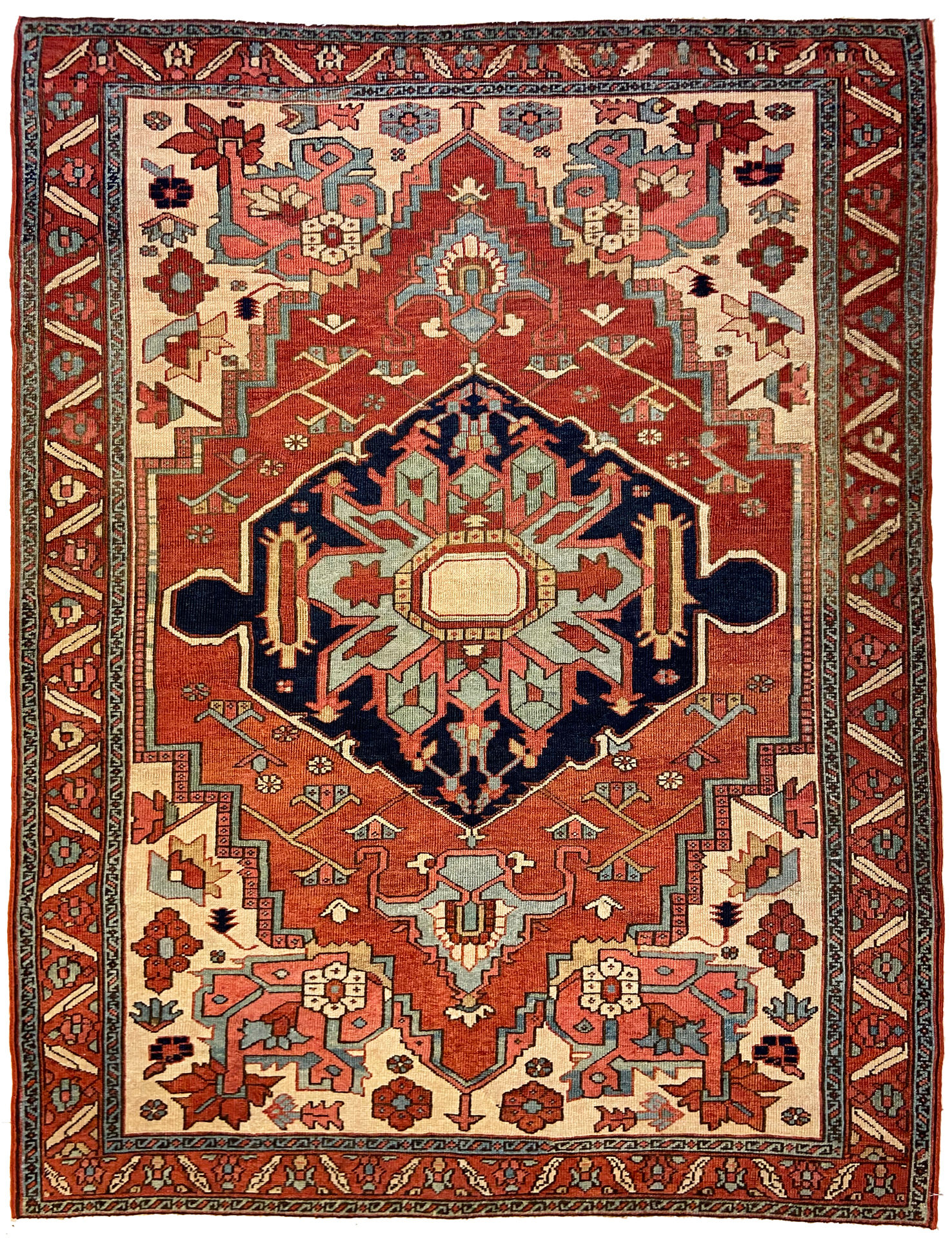 4'11" x 6'5" Antique Persian Serapi Rug