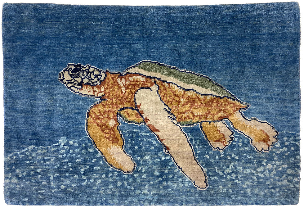 2 x 3 Sea Turtle Oblique in Deep Sea Blue Talbot Oriental Rugs