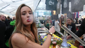 Woman smoking at Cannafest in Saint Paul, MN