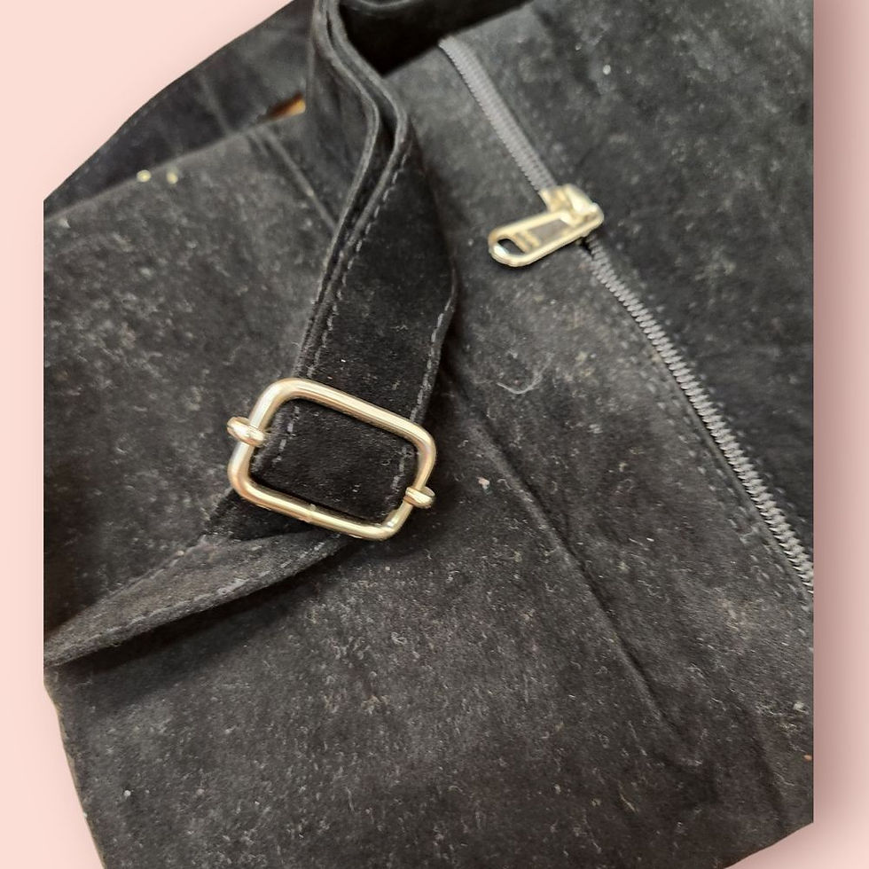 Thumbnail: Black Kashmiri Embroidered Suede Leather  Sling Long Bag