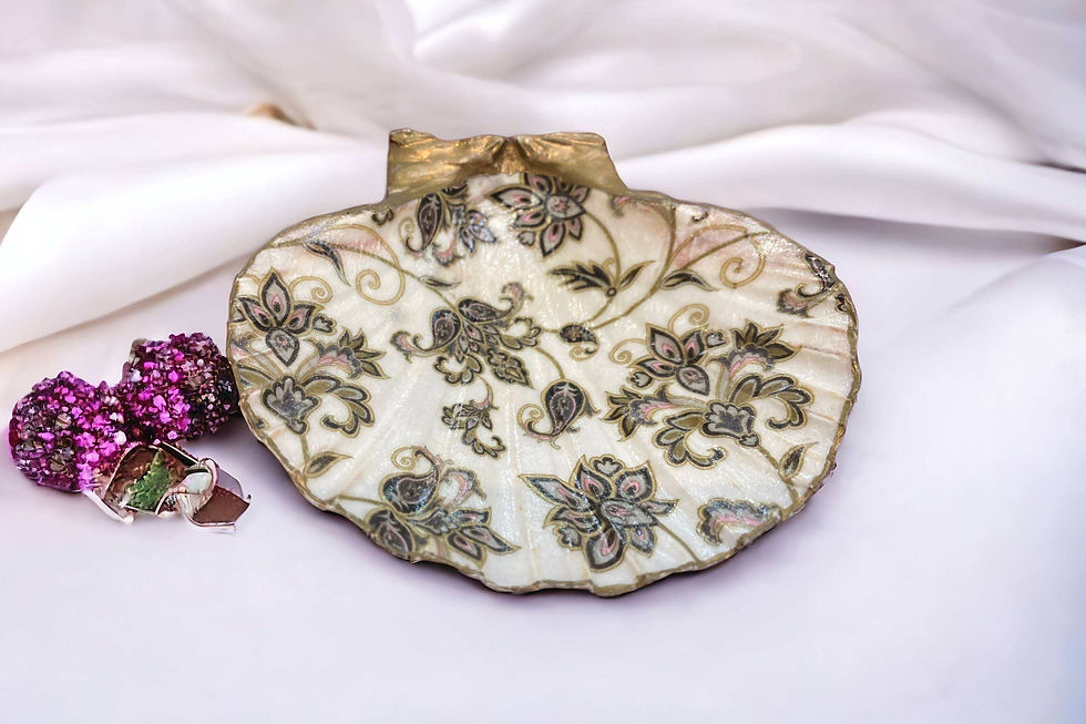Thumbnail: Handmade decoupage shell trinket dish
