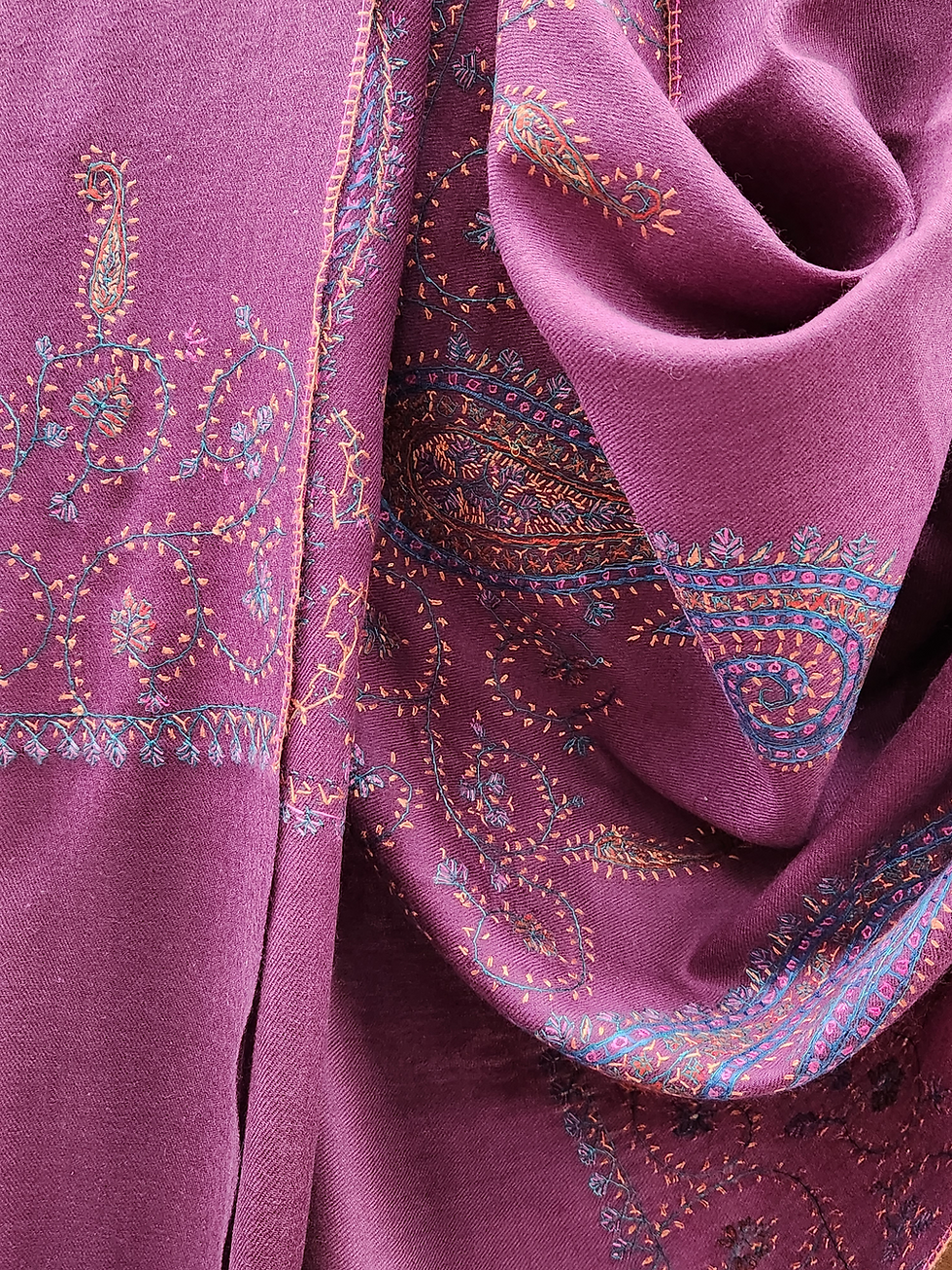 Thumbnail: Wool Hand Embroidery Broad Border Stole
