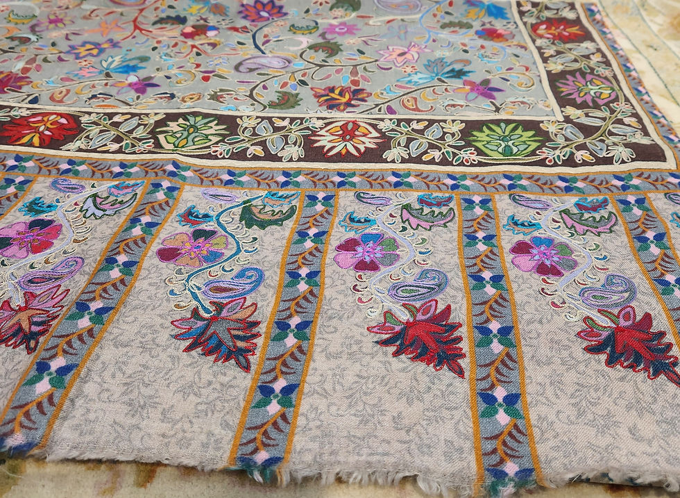 Thumbnail: Kalamkari Pashmina Stole with Intricate Self-Prints