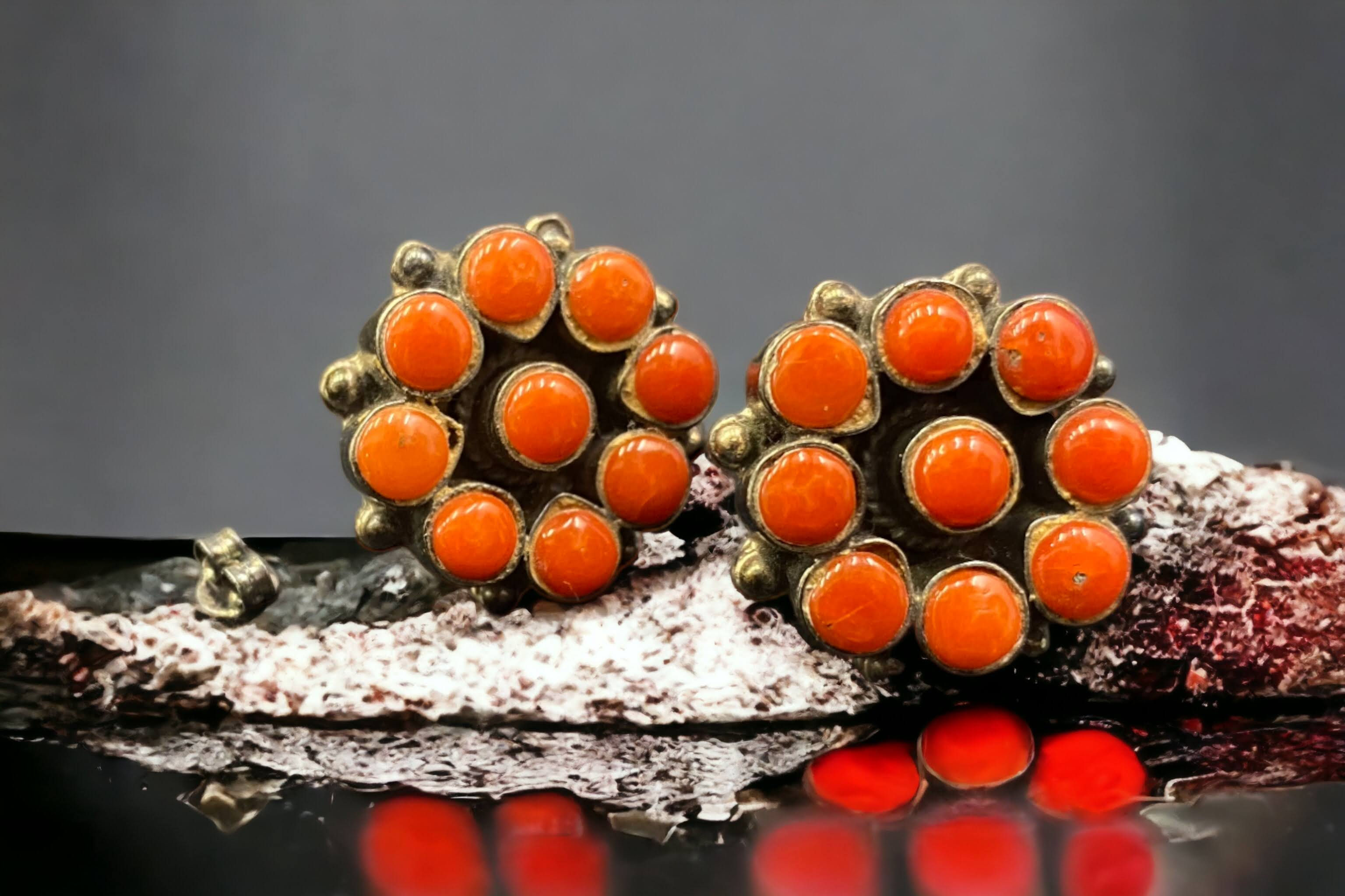 Silver Coral Studs/ Earnings