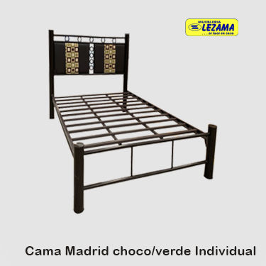 CAMA TULETTO MADRID INDIVIDUAL CHOCO/VERDE