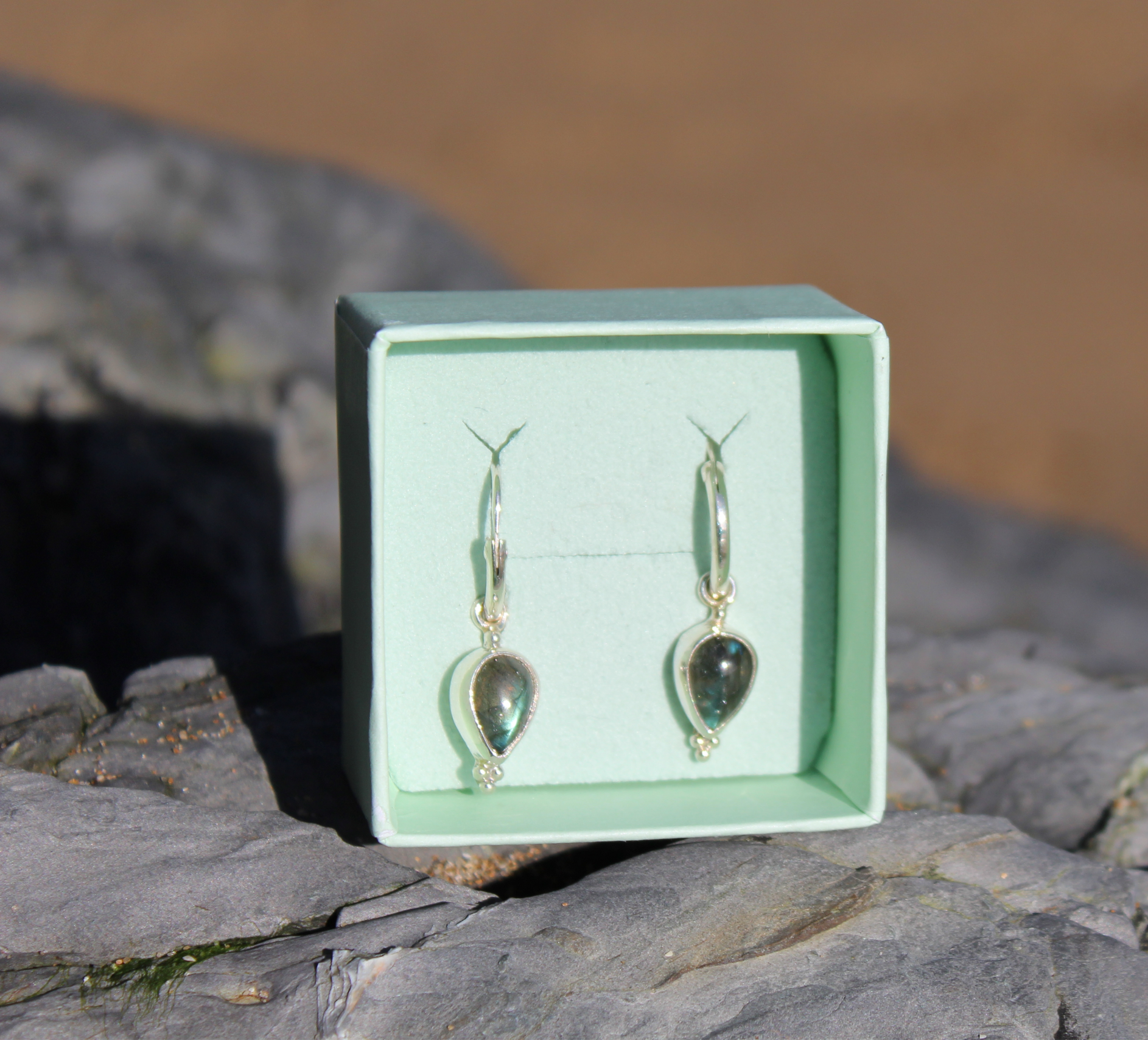 Tear Drop labradorite Silver Earrings
