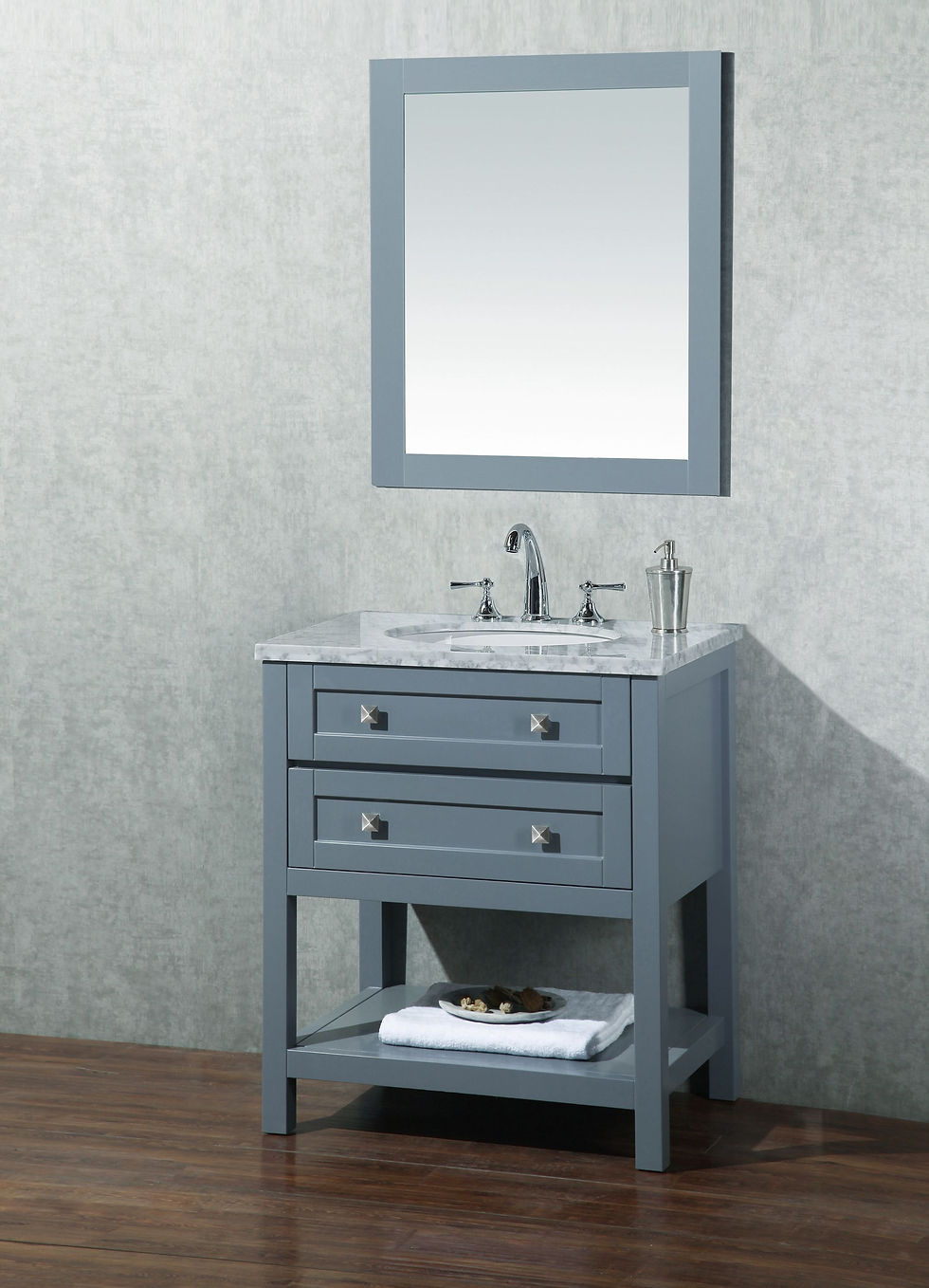 Thumbnail: Marla 30" Single Sink Vanity with Mirror in Grey
