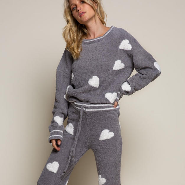 Fluffy Grey Hearts