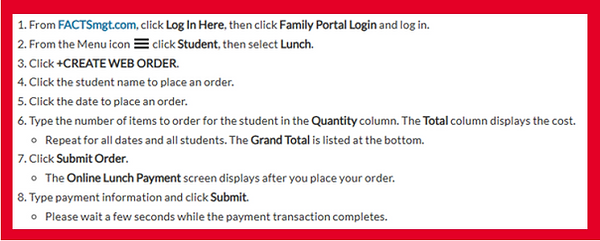Ordering Hot Lunch Instructions