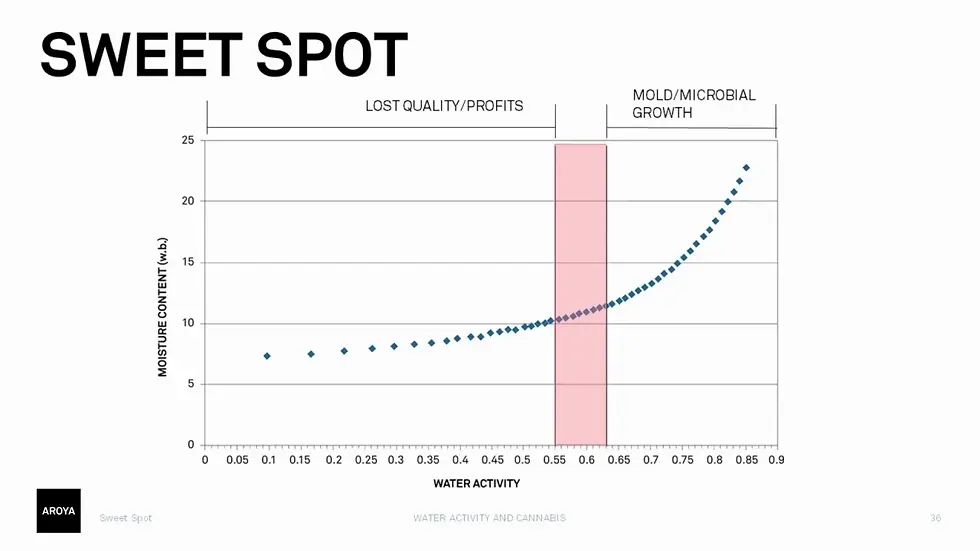 The sweet spot for water activity in cannabis flower