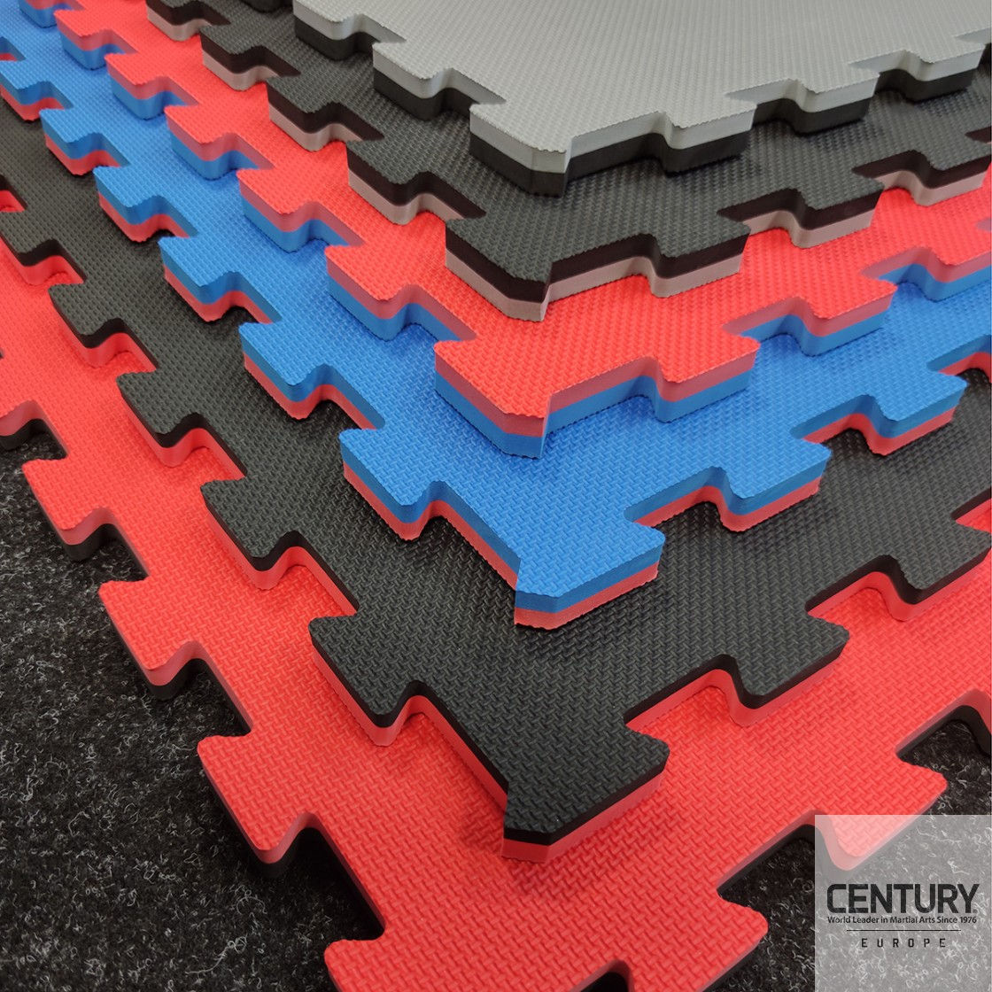 Reversible martial arts puzzle mat with edge 100x100x2cm