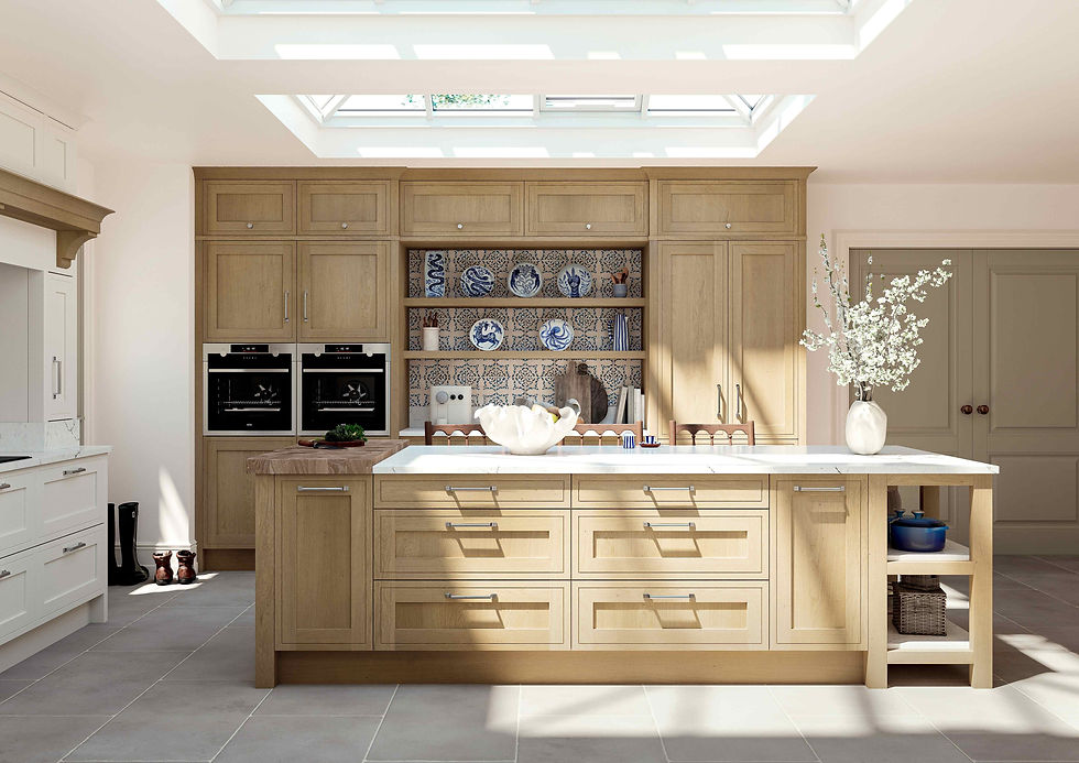 Washed oak shaker kitchen with island