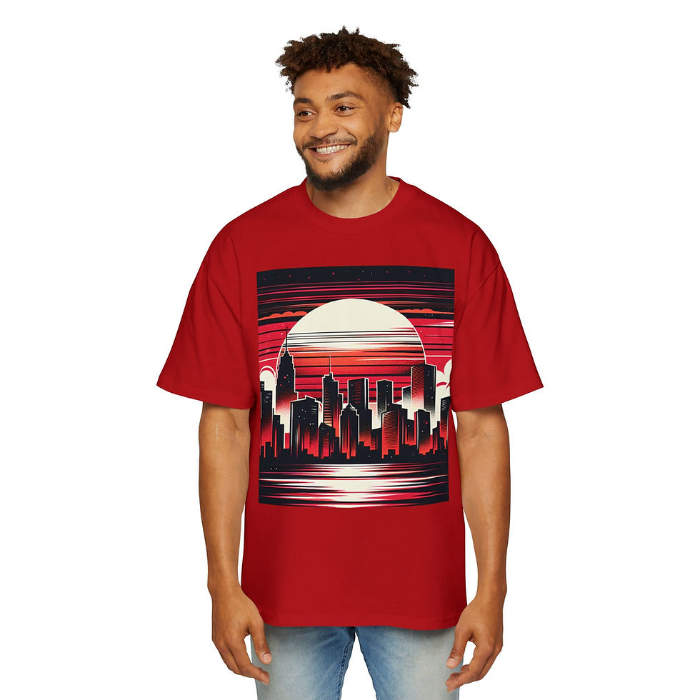 Thumbnail: Retro City Sunset Oversized Tee for Men