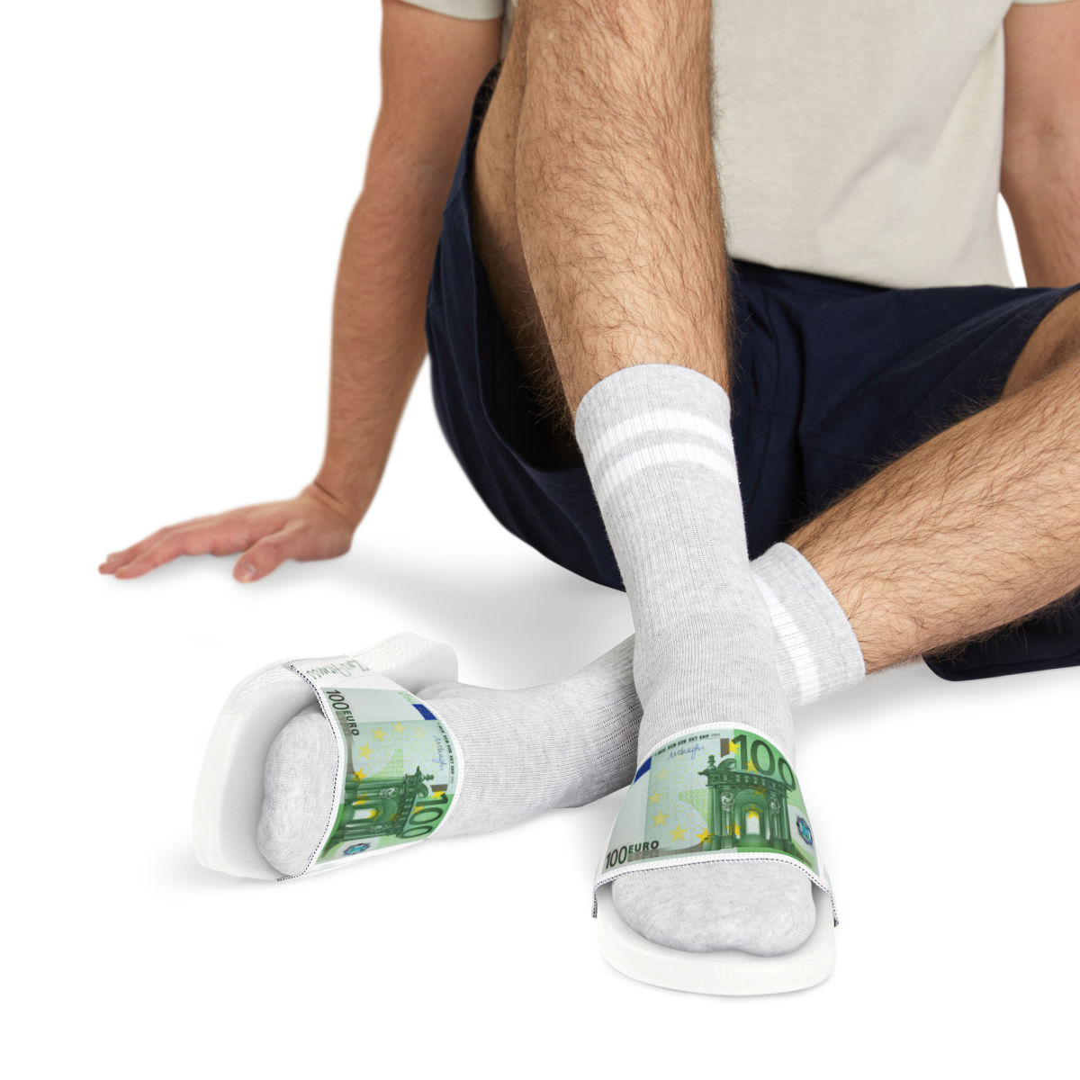 Men's 100euro all white PU Slide Sandals